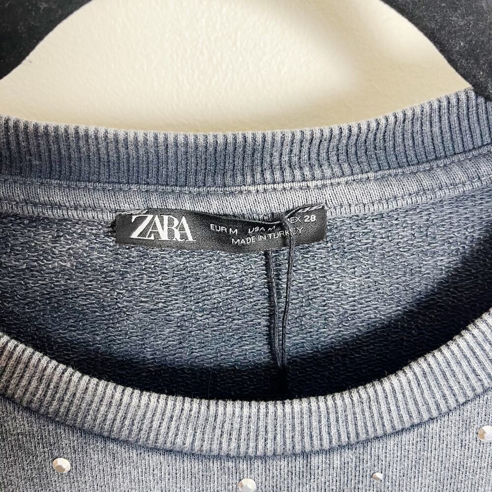 NWT Zara Washed Effect Sweatshirt Dress Size M Gray New‎ 100% Cotton - Picture 11 of 13